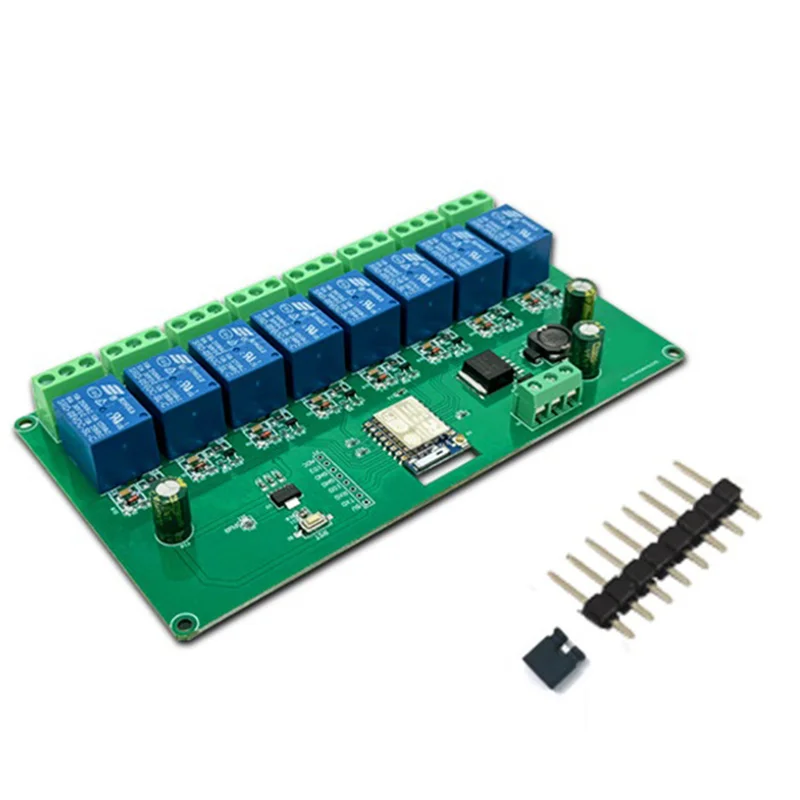 AK51-Relay Module ESP-07 8 Way WIFI Module 5V/7-28V Power Supply ESP8266 Development Board Secondary Development Module
