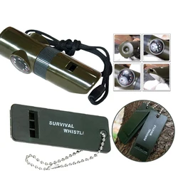 7 in 1 bussola Survival Whistle termometro multifunzionale in plastica bussola fischietto con contenitore per cordino strumenti per esterni