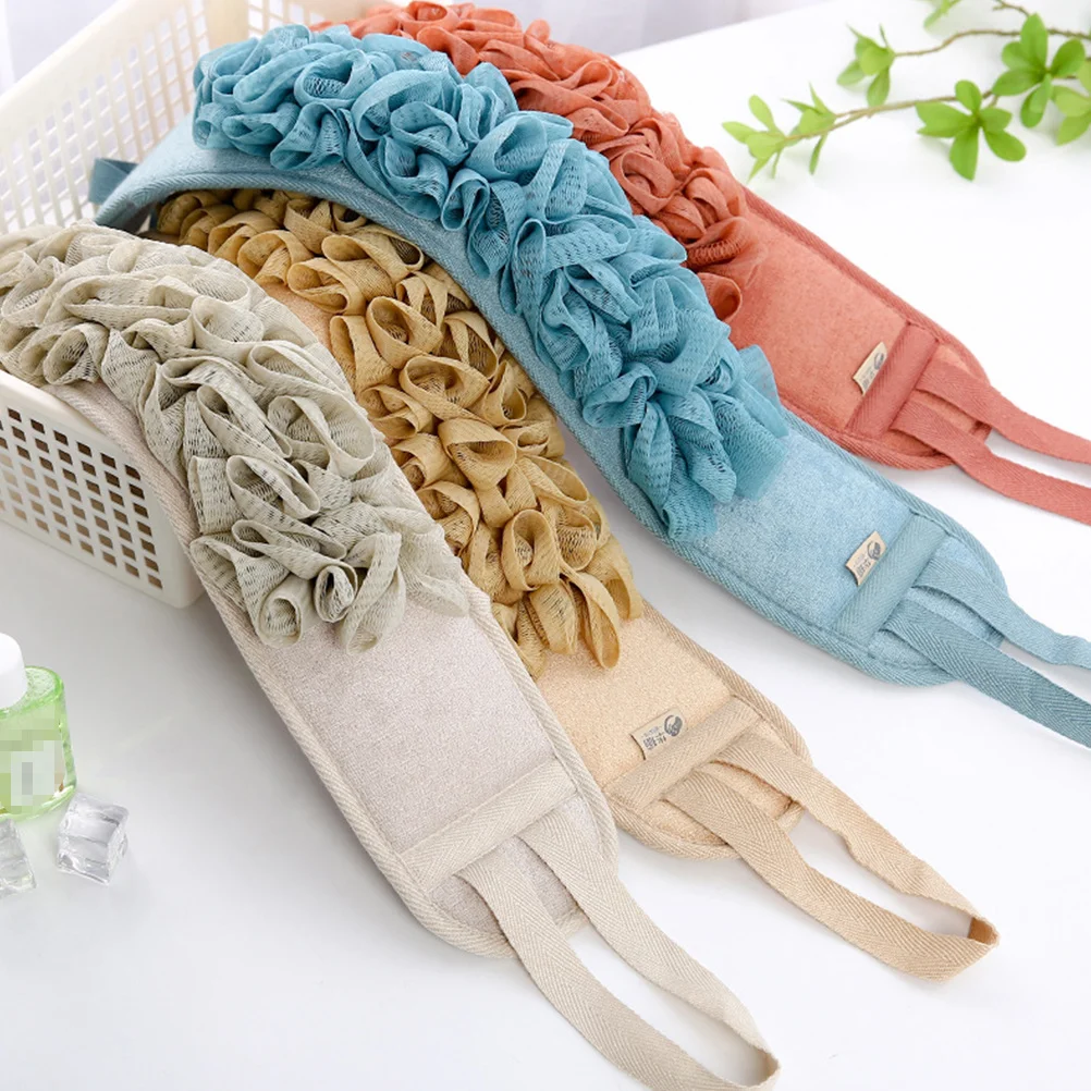 1 قطعة منشفة حمام التقشير حزام طويل الظهر الغسيل دش فرك منشفة لتنظيف الجسم دائم مريح الكرمل