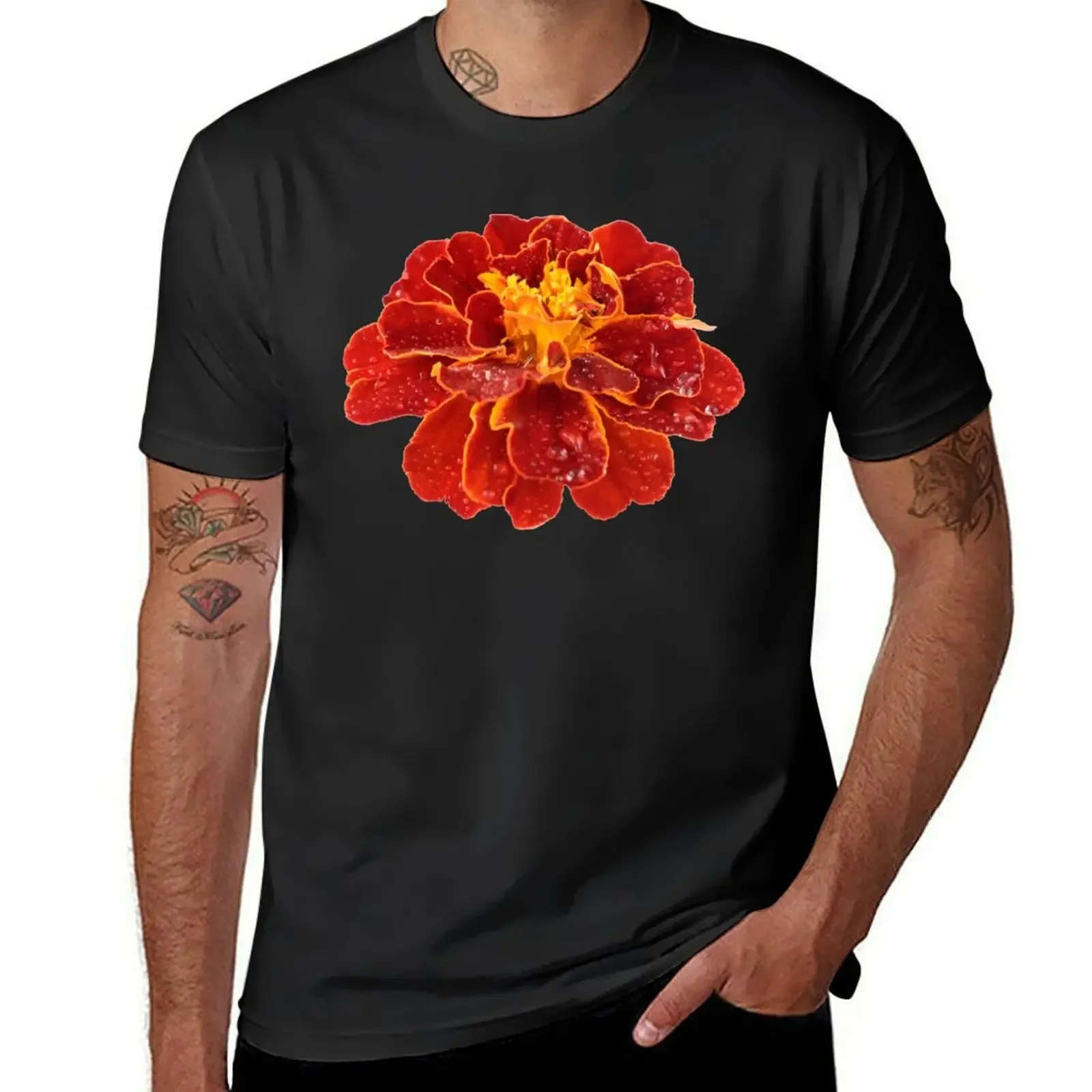 Tagetes patula 'Red Cherry' French marigold T-Shirt baggy shirts anime stuff graphics plain mens workout shirts