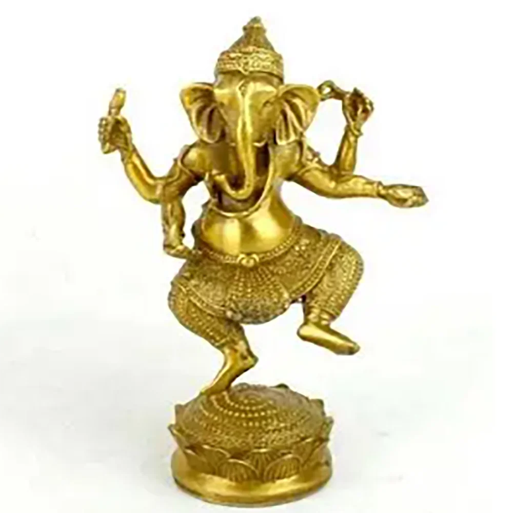 

Christmas Tibet Buddhism Fane Brass 4 Arms Elephant God Jambhala Ganesha Buddha Statue