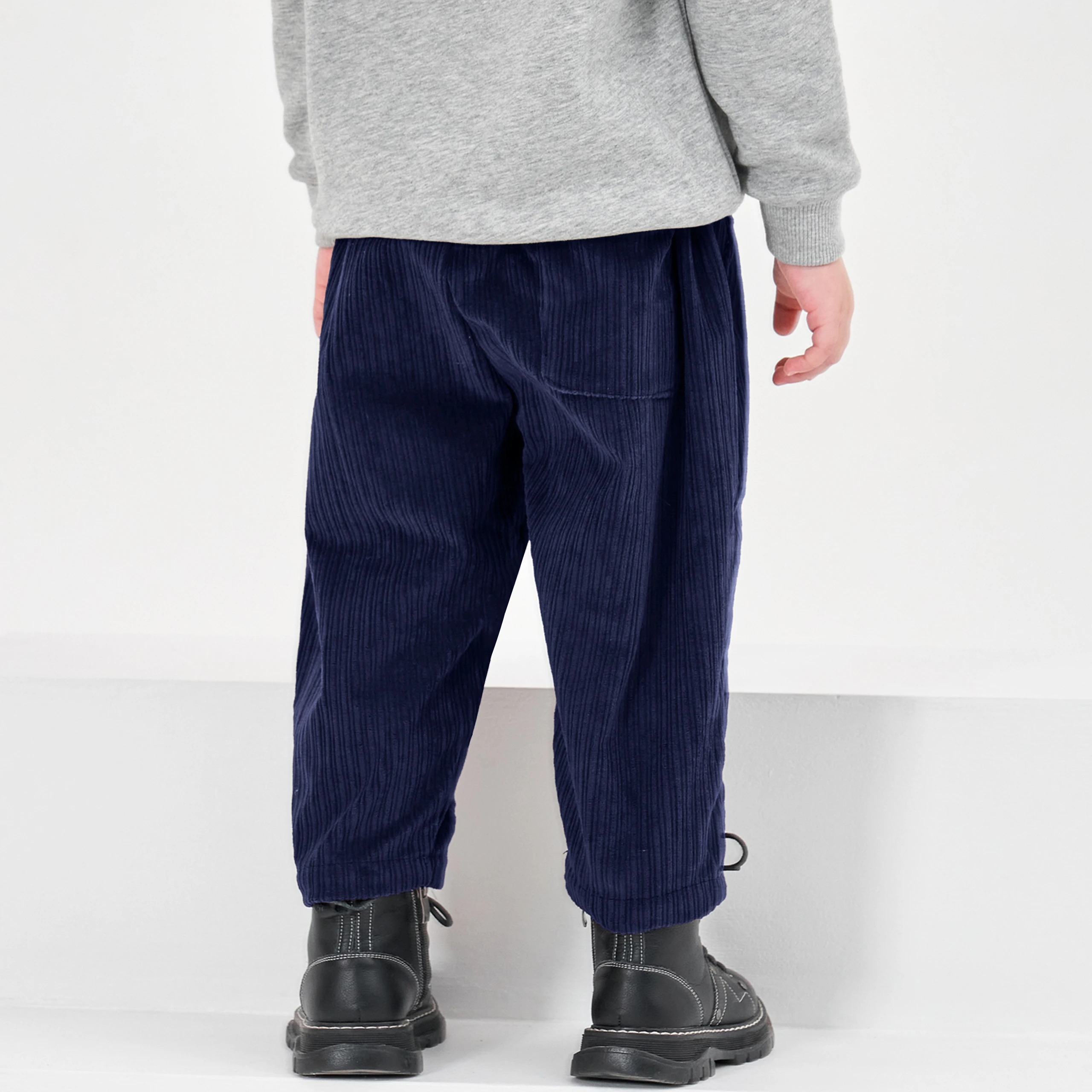 LOlanta Toddler Boys Corduroy Pants Cargo Sweatpants Solid Elastic Waist Casual Long Trousers