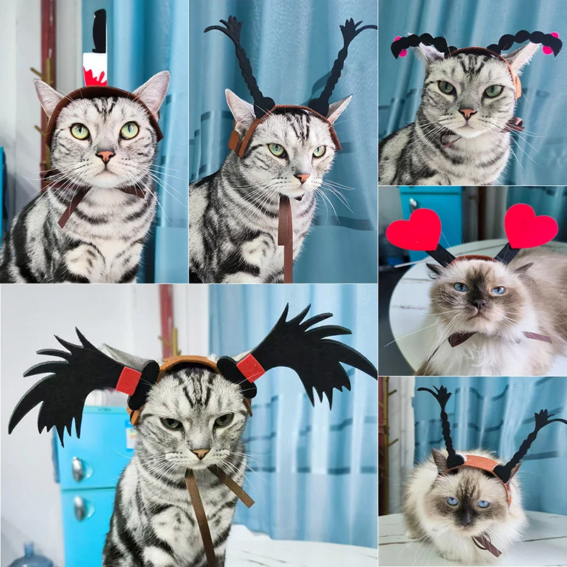 Pet Cosplay Costume Halloween Funny Devil Horns Headband Pet Cat Dog Festival Party Clothing Dogs Cosplay Costume Accessories