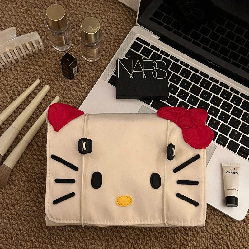 Cartoon Hello Kitty borse per il trucco custodia per cosmetici rimovibile di grande capacità custodia per cosmetici per rossetto da viaggio portatile