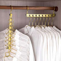 Aluminum Alloy Folding Clothes Hanger Organizer Rack 8 Holes Rotating Magic Clothes Hanger Rack Wardrobe Storage Space Saver