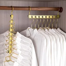 Aluminum Alloy Folding Clothes Hanger Organizer Rack 6/7/8 Holes Rotating Magic Clothes Hanger Rack Wardrobe Storage Space Saver