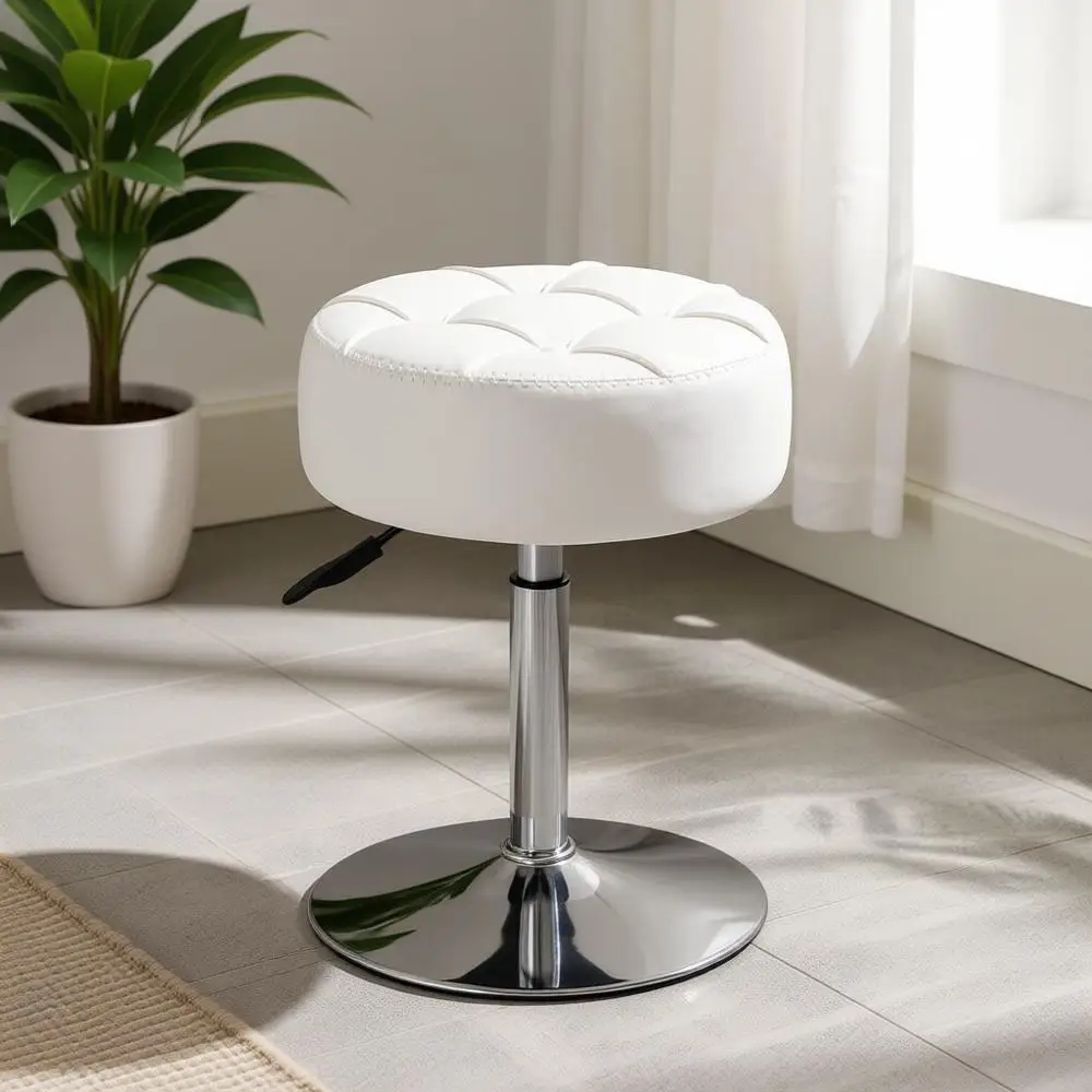 

Белый регулируемый табурет для туалетного столика с поворотом на 360 градусов для косметических комнат и ванных комнат