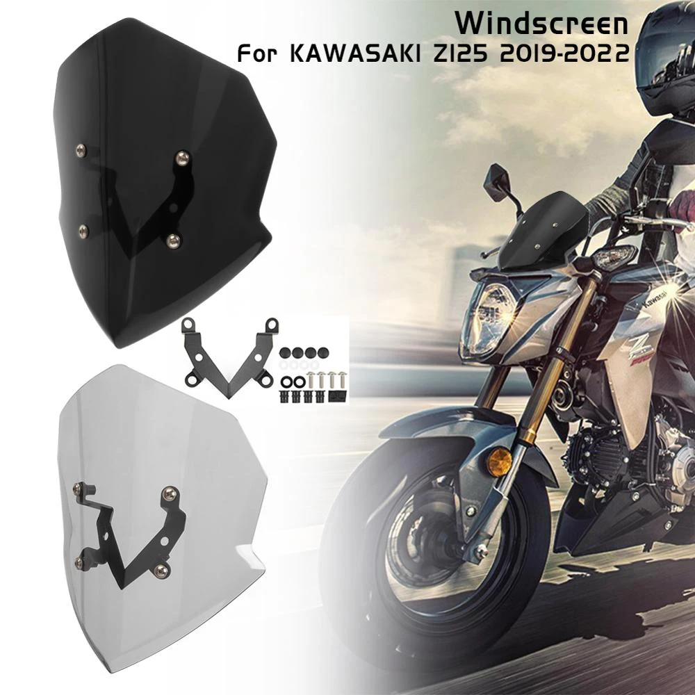 

Z125 Accessories Motorcycle Windshield Windscreen Airflow Wind Deflector Screen Flyscreen Protector for 2019-2022 Kawasaki Z 125