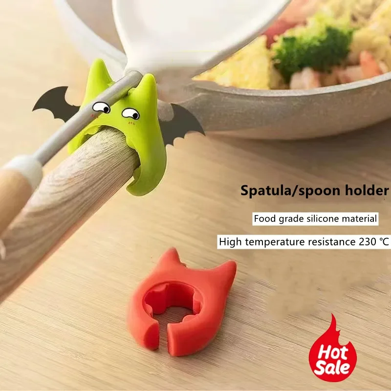 New Portable Silicone Anti-overflow Pot Lid Clip Anti-scalding Spoon Holder Support Rack Kitchen Universal Spatula Bracket Clip