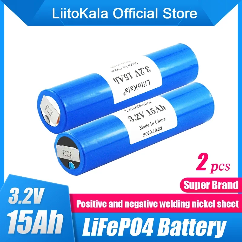 2pcs LiitoKala 3.2V 15Ah 33140 Lifepo4 Battery 15000mAh Diy 12v 24v Electric Bicycle/scooter Solar Lights E-bike Battery Pack