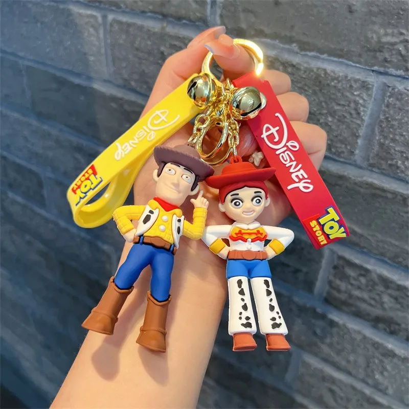 Disney Cartoon Anime Film Toy Story 4 Toys Woody Buzz Lightyear Keychain Action Figure Key Ring Bag Pendant Doll for Kids Gift