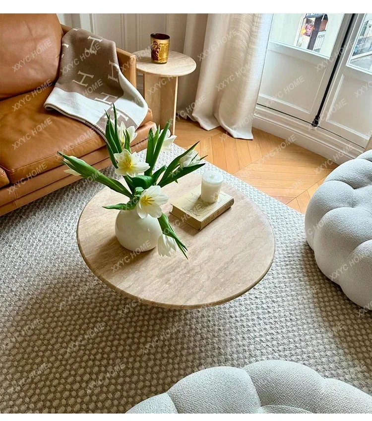 Natural Roman cave stone living room coffee table light luxury  coffee table luxury stone tea table