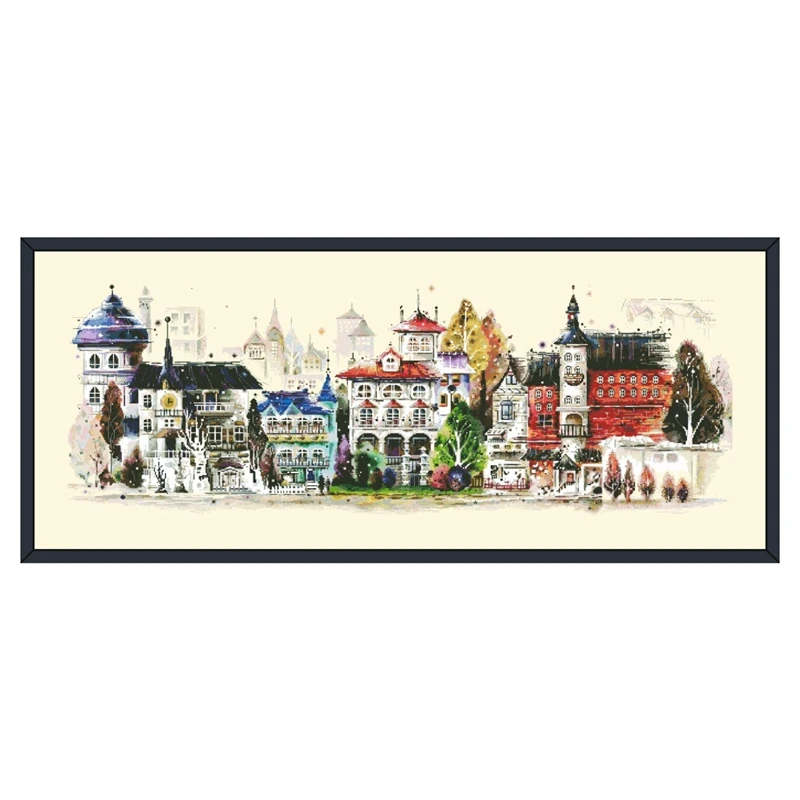 

Набор для вышивки крестом Castle сезон снег зима 18ct 14ct 11ct светло-желтый холст хлопчатобумажная нить вышивка рукоделие ручной работы