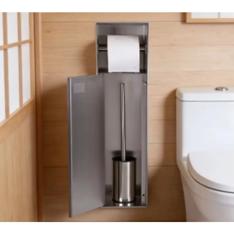 Minimalist Bathroom Upgraded Edition with Hidden Flip Cover Trash Can And Embedded Tissue Box - Integrated Design