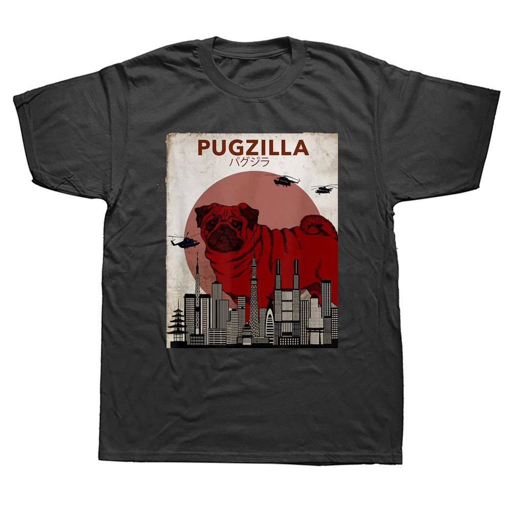 

FPFunny Pug Dog Pugzilla T Shirts Graphic Cotton Streetwear Short Sleeve Birthday Gifts Summer Style T-shirt Mens Clothing