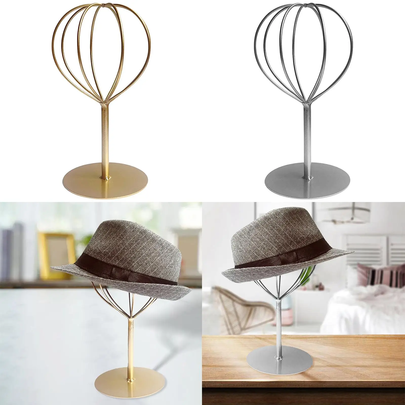 Wig Display Stand Iron Balloon Shape Holder Rack for Tabletop Decoration Display Sunhat