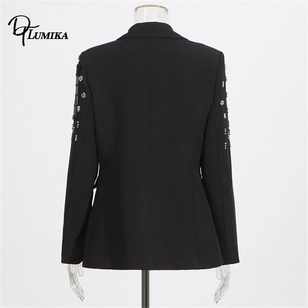 سترة بدلة مزخرفة بأحجار الراين وهامش، مقاسات M-XL متوفرة، ملابس خارجية رسمية/حفلة بقصة ضيقة للنساء الصورة الفعلية #4