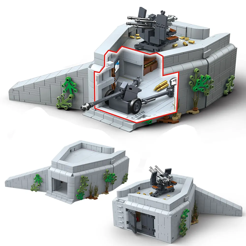 

Military Army Soldiers World War Atlantic Fortress Model Assemble Building Blocks Bricks Children's DIY Toys Gift