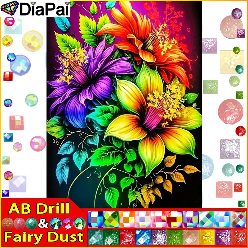 DiaPai الجنية الغبار AB 5D DIY بها بنفسك الماس اللوحة "الزهور النباتات" الحفر الكامل الراتنج الماس التطريز عبر غرزة ديكور المنزل #1