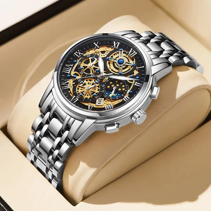 Liege männer uhr sport quarz uhren herren wasserdicht chronograph armbanduhr herren militär hohl uhr mann relogio mascumino
