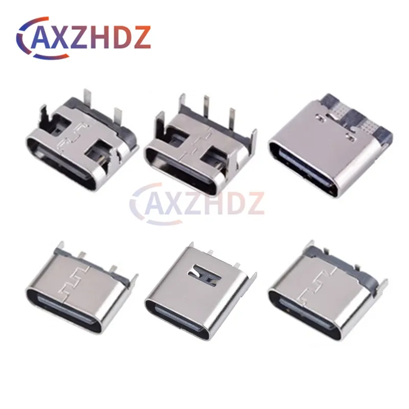 10pcs 2 Pin USB Type C Connector Socket USB 3.1 Type-C Female Power Jack Dock DIY Mobile Phone Charging Port Connector SMD DIP