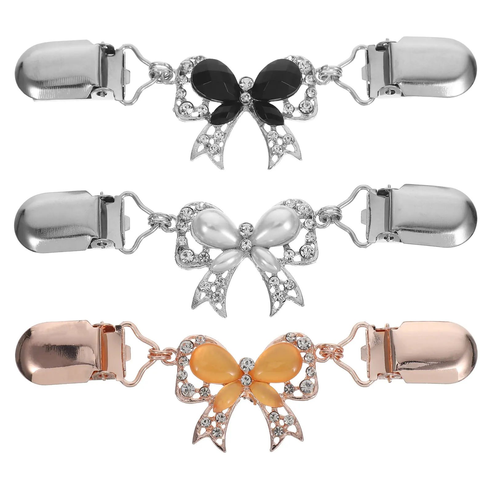 

3 Pcs Sweater Clip with Bows Cardigan Chain High Quality Bowknot Decor Women Miss