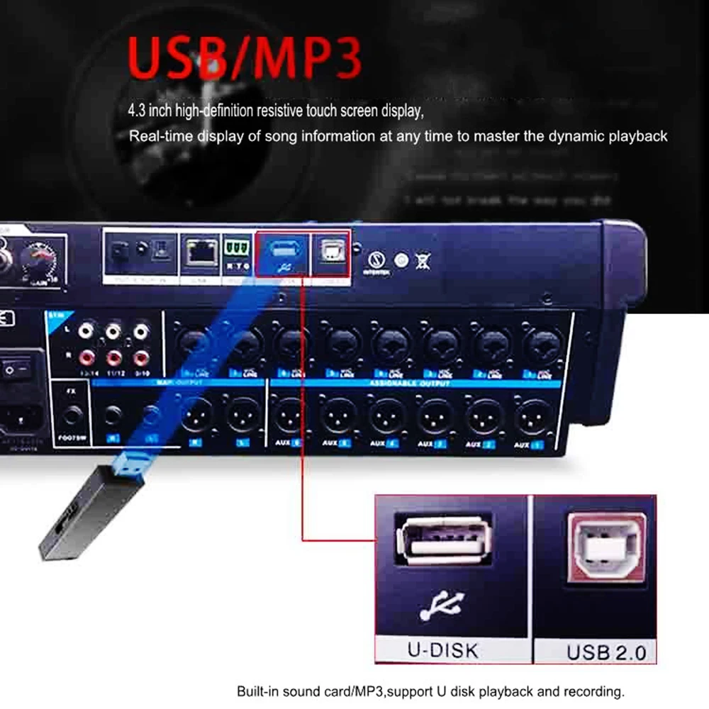 D16 kanal karıştırma Dj ekipmanları mikser USB DJ ses karıştırma konsolu Pro ses mikseri sistemi ile profesyonel ses dijital mikser