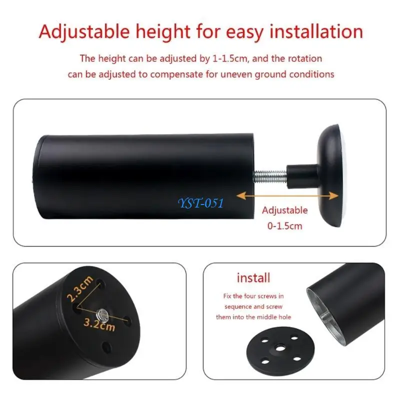 

E15A 2pcs Furniture Legs Adjustable Furniture Support Feet Metal Sofa Replacement