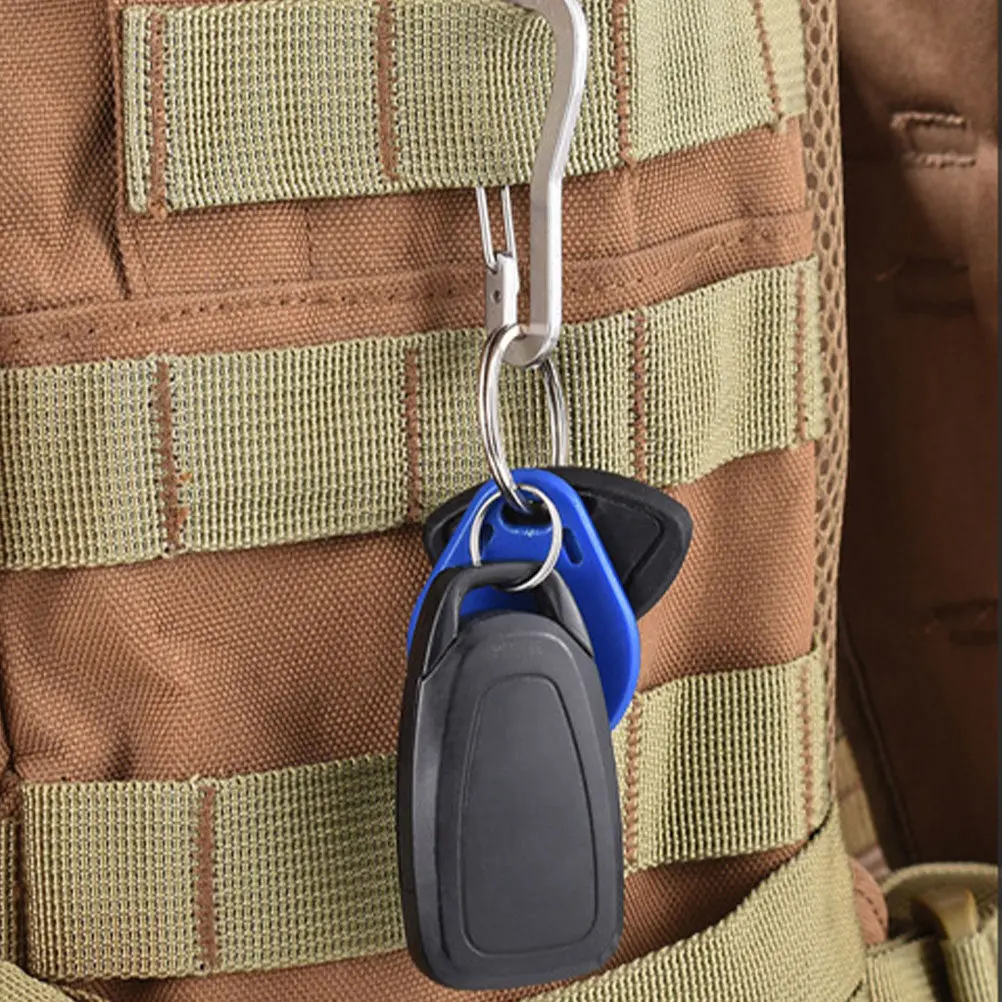 10Pcs Heavy Duty Stainless Steel Carabiners Question Mark Type Locking Hook for Keychain Climbing Hiking Camping Travel Gear
