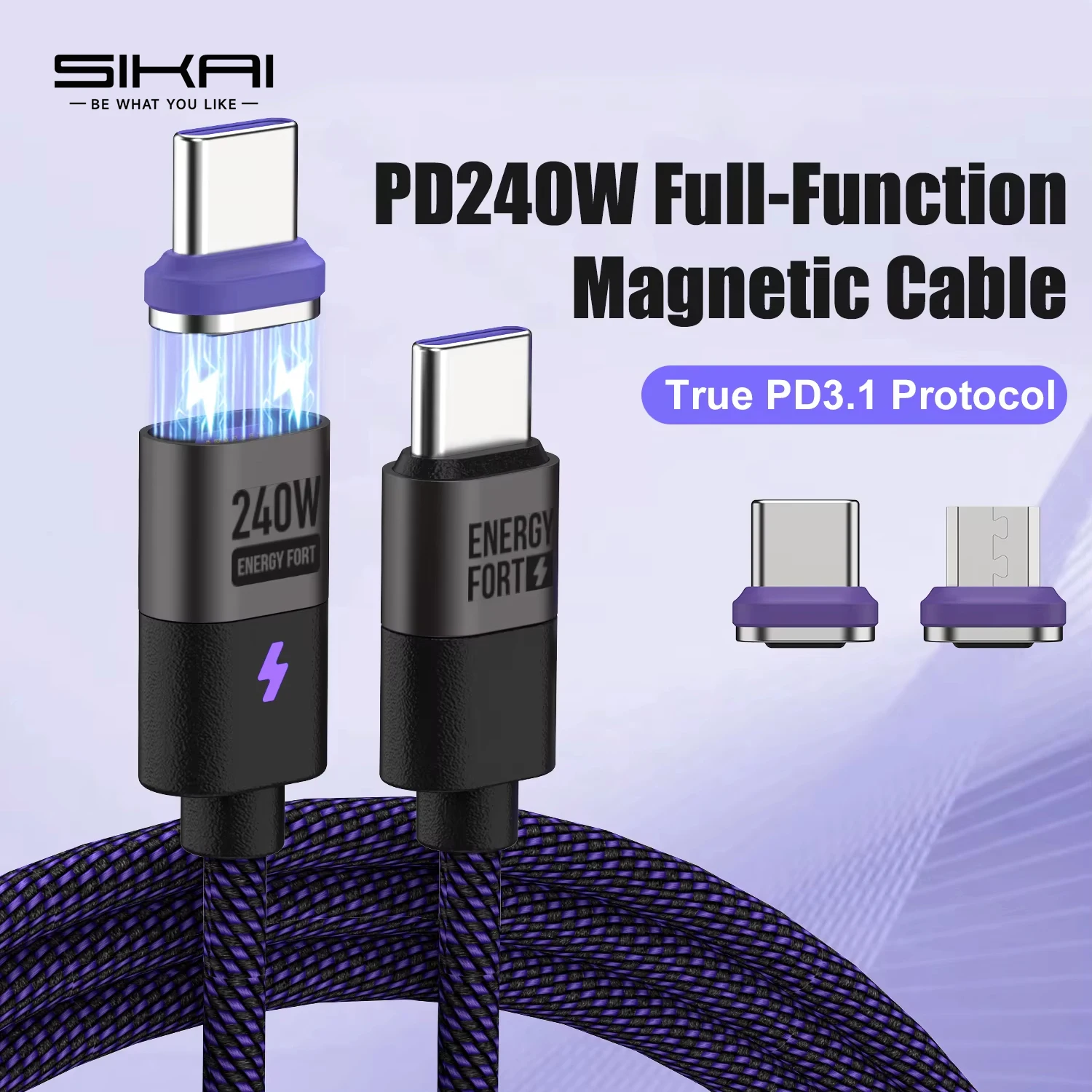 240W Magnetic Charging Cable PD3.1 5A Fast Charging USB C Cable Magnetic Phone Charger Cord for iPhone 17 Pro Max Samsung Xiaomi