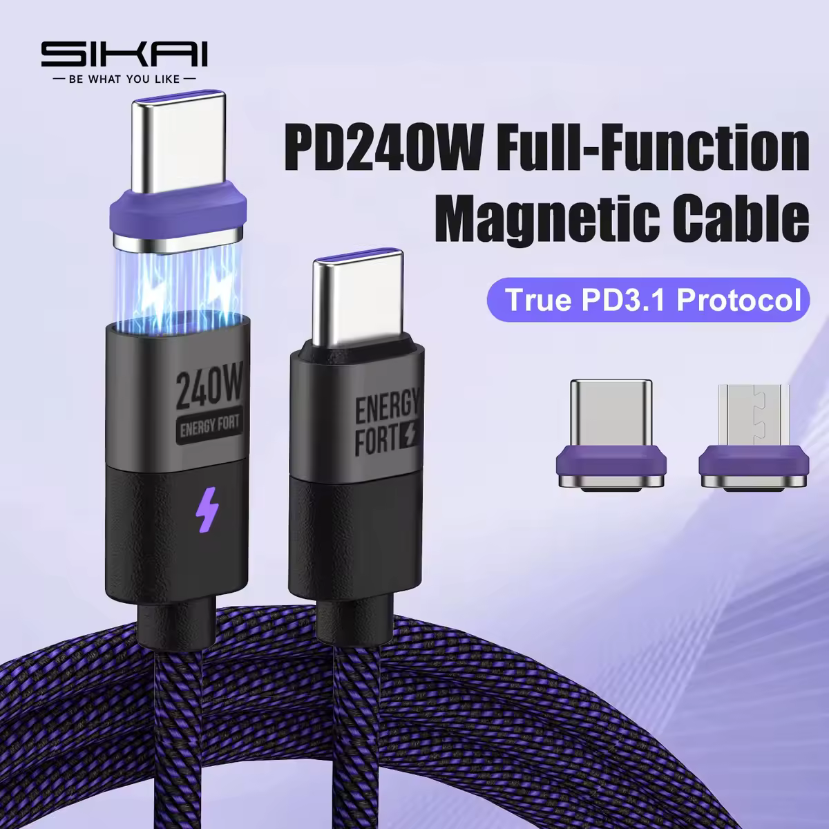 כבל טעינה מגנטי 240W PD3.1 5A טעינה מהירה כבל USB C כבל טעינה מגנטי לטלפון iPhone 17 Pro Max Samsung Xiaomi