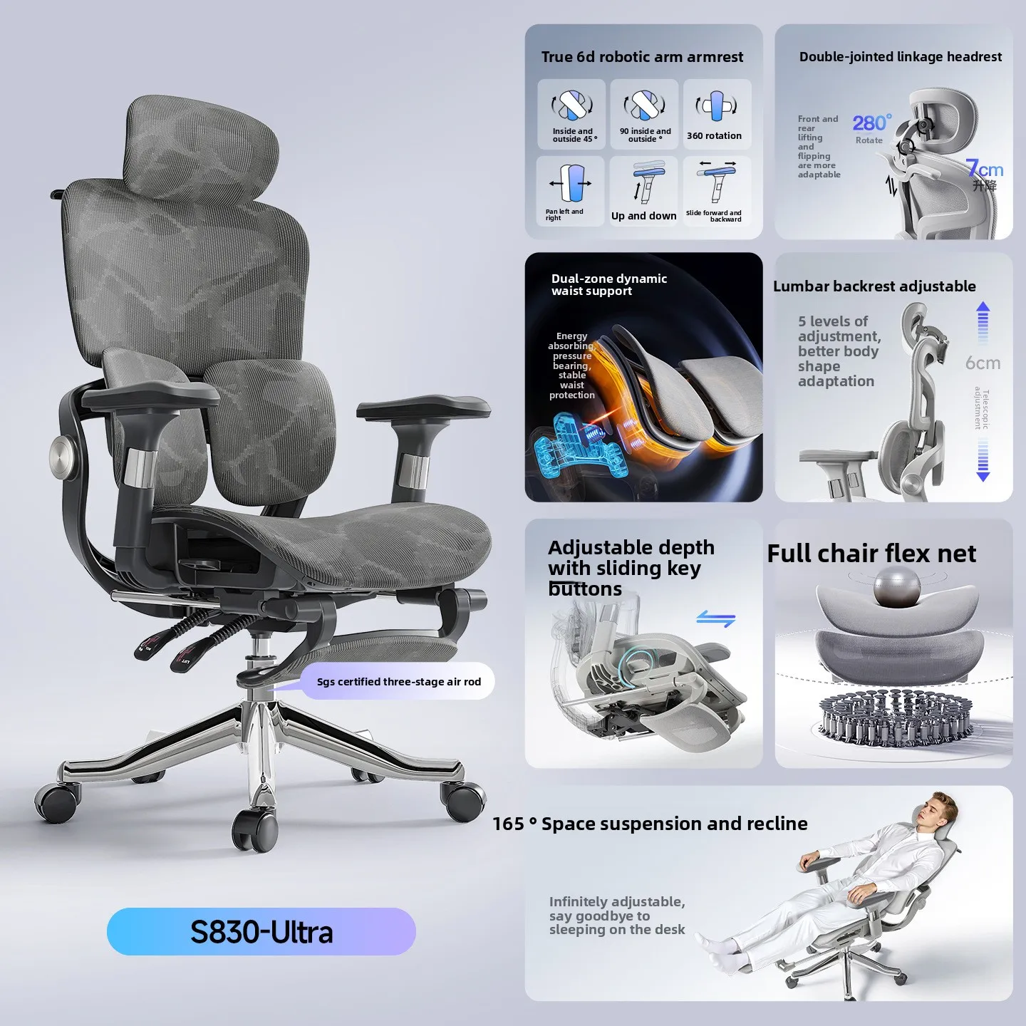Multi-functional Chair Lifting Waist Computer Chair Ergonomic Chair Office Chair Game Gaming Chair Waist Protection