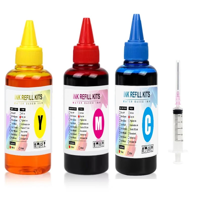 100 مللي حبر صبغ عالمي BK C M Y Kit متوافق مع خراطيش خزان الطابعة النافثة للحبر HP Canon Epson Brother Deskjet CISS #4