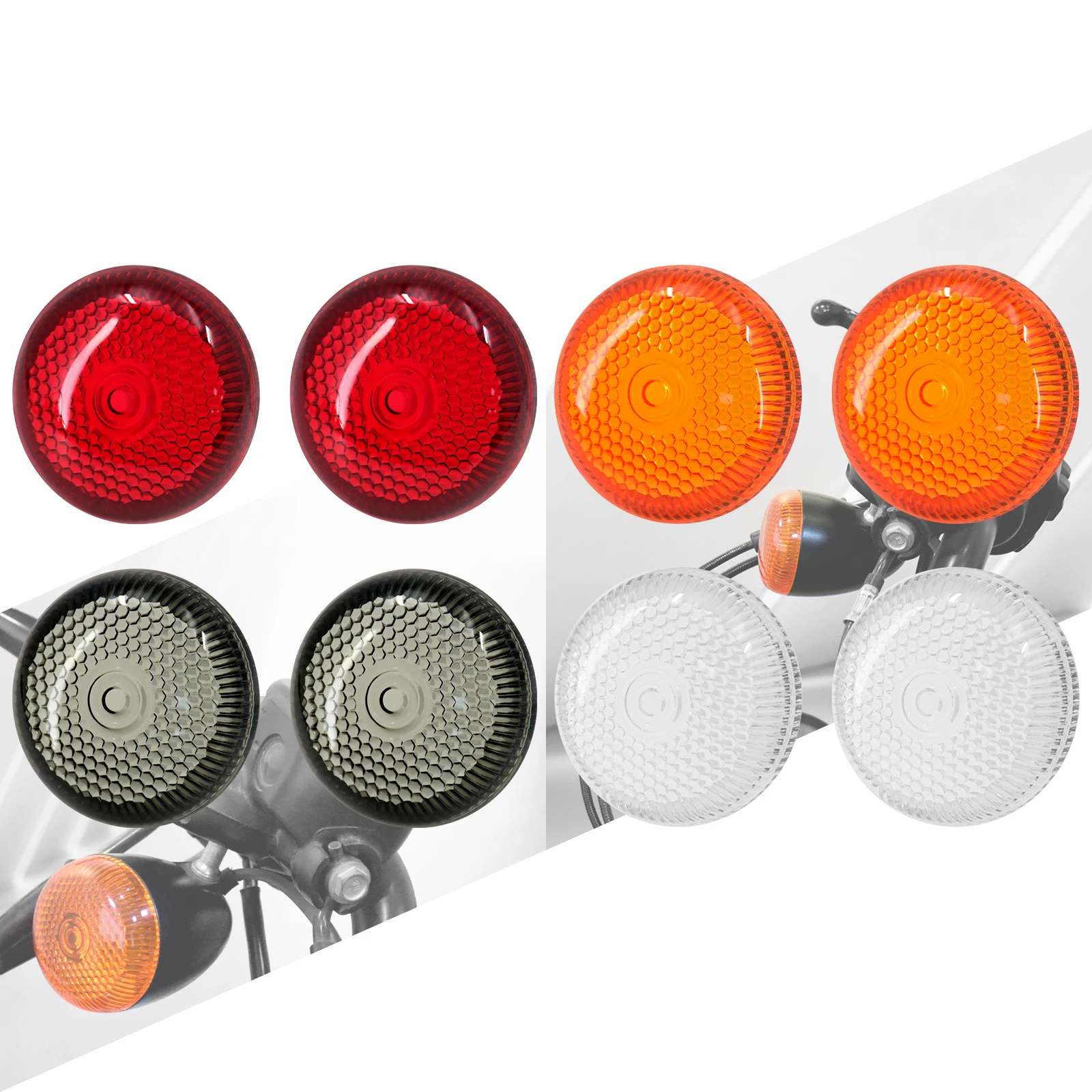 Motorcycle 2PCS Bullet Turn Signal Light Lens Cover Red Smoke Orange Clear For Harley Dyna Sportster XL 1200 883 Touring Softail
