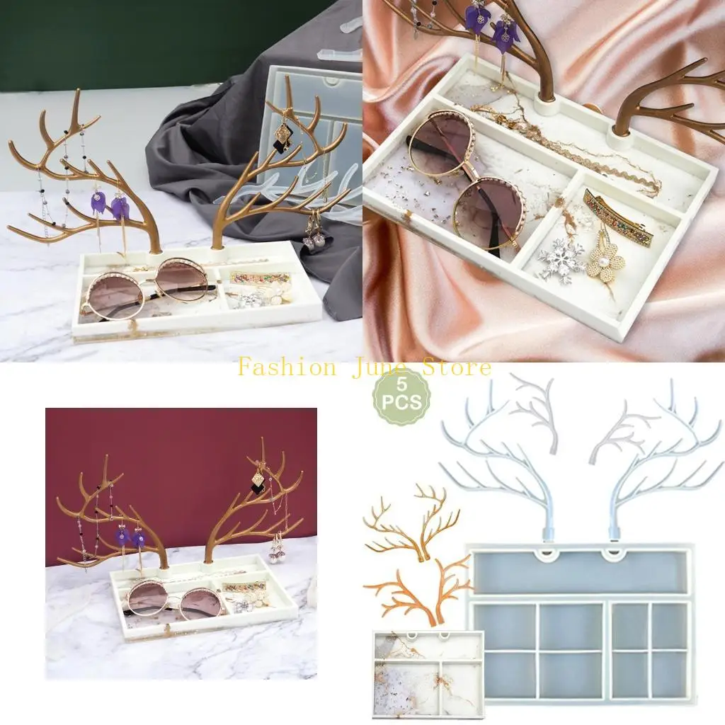 

N5KA Silicone Resin Mold, Large Size Deer Horn Resin Molds with Jewelry