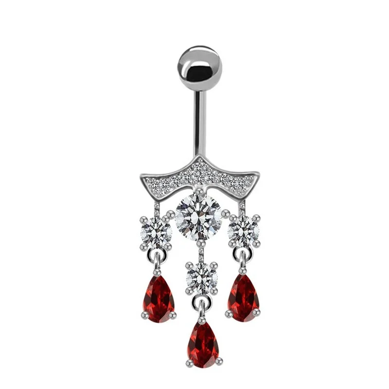 Fringed Zircon Navel Ring Heart Navel Piercing Sexy Maple Leaf Belly Piercing Ombligo Belly Button Rings Nombril Body Jewelry