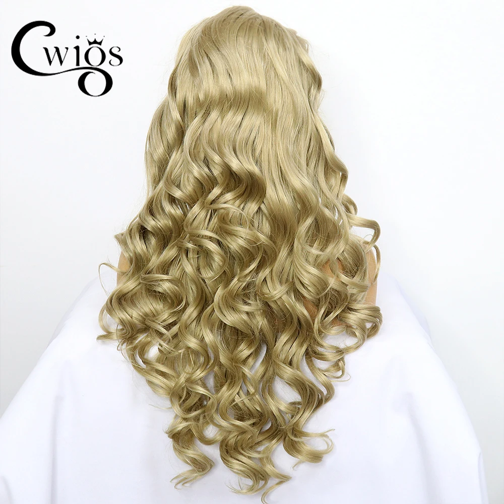 Soft loose wavy golden brown synthetic 13 × 4 Lace front wig Blonde body wave synthetic wig Women\'s natural hair line wig Cospla