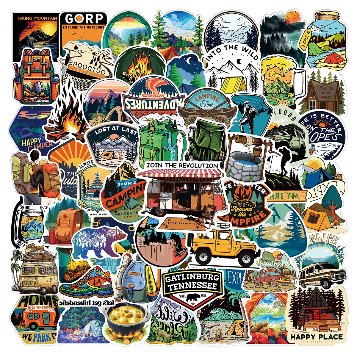 100PCS Outdoor Camping Travel Backpack Tent Graffiti Sticker Luggage Laptop PVC Cartoon Waterproof Sticker