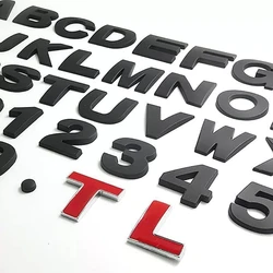 1pcs 45mm Big Adhesive  3D Diy Car Stickers Metal Alphabet Black Badge Matt Letters and Numbers Logo Decorative Accessories