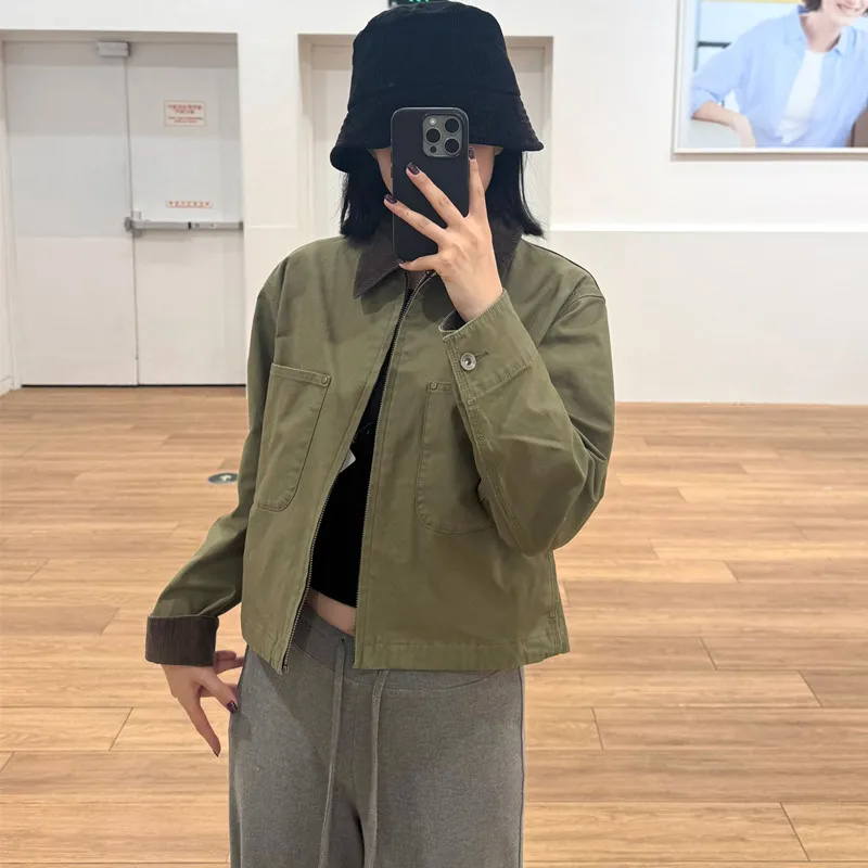 معطف نسائي غير رسمي بسحاب ort Jaet بياقة Faion Barn Sle جديد Sle Y479208 مزيج من القطن والبوليستر ملابس خارجية بقصة ضيقة