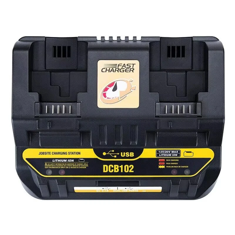 DCB102 Lithium Battery Charger with USB Power Bank For Dewalt 10.8V 14.4V 18V 20V DCB120 DCB140 DCB183 DCB105 DCB206 DCB118