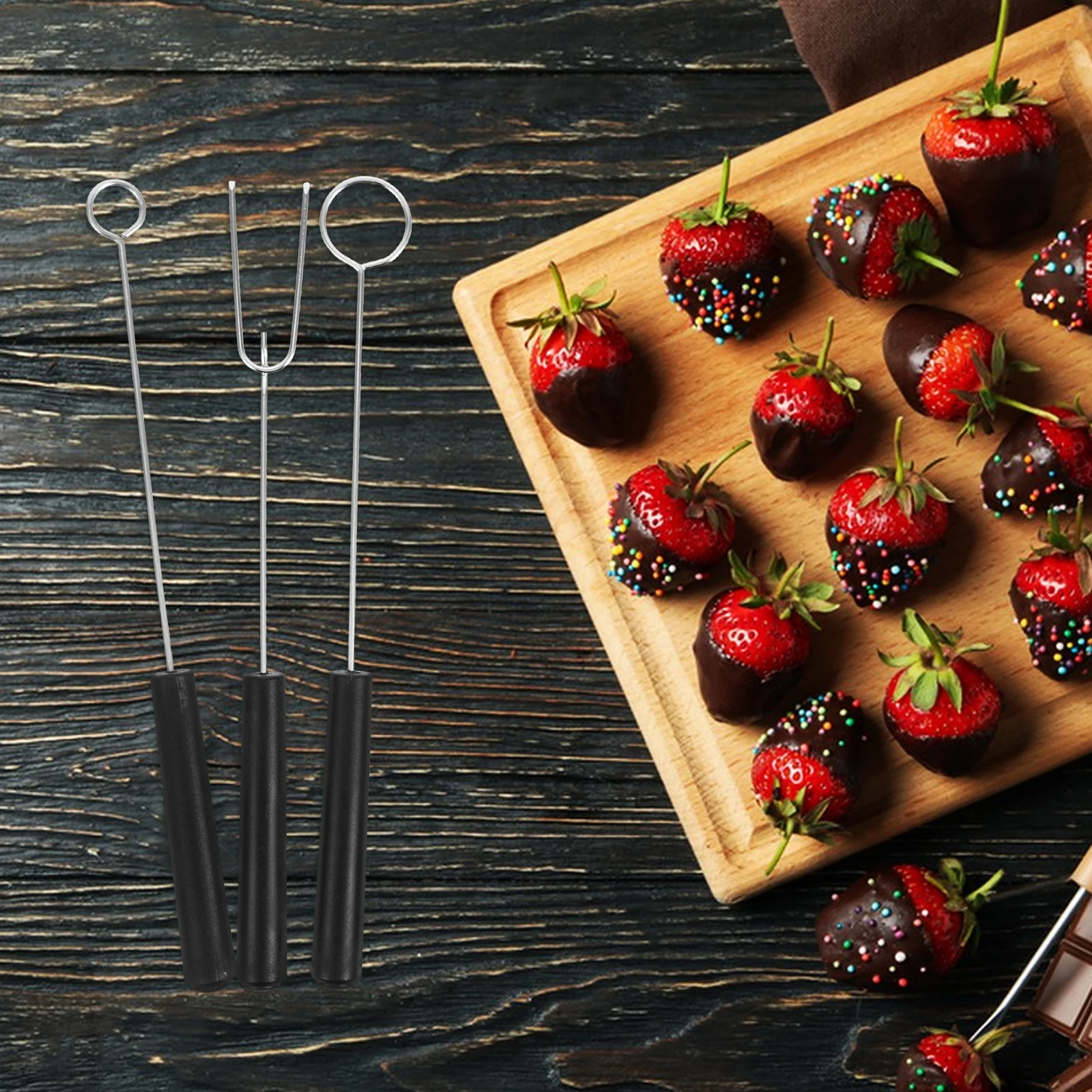 

6PCS Stainless Steel Chocolate Fork Dipping Tool C y Fondue Fruit Cheese BBQ Hot Pot Kitchen Gadgets Portable Baking Aid