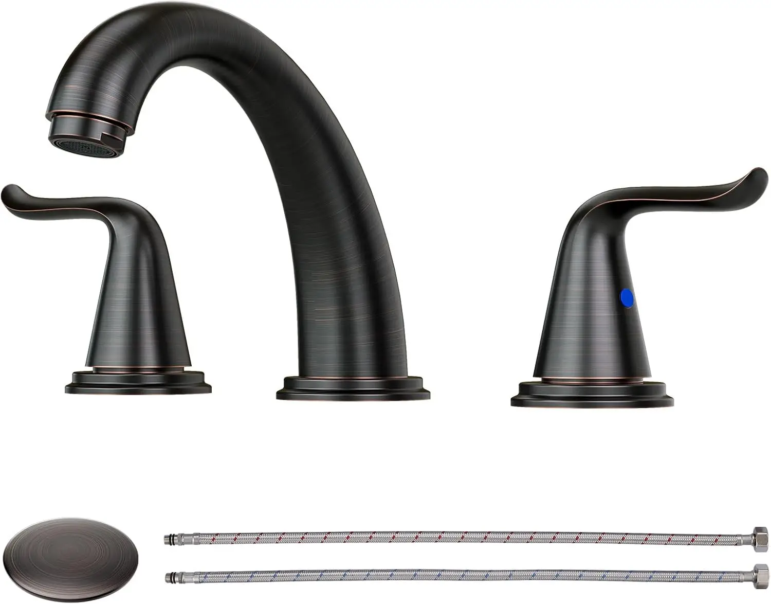 

Oiled Rubbed Bronze Widespread Bathroom Sink Faucet with Pop-Up Drain, Adjustable 3-Hole Design for Easy DIY Installation