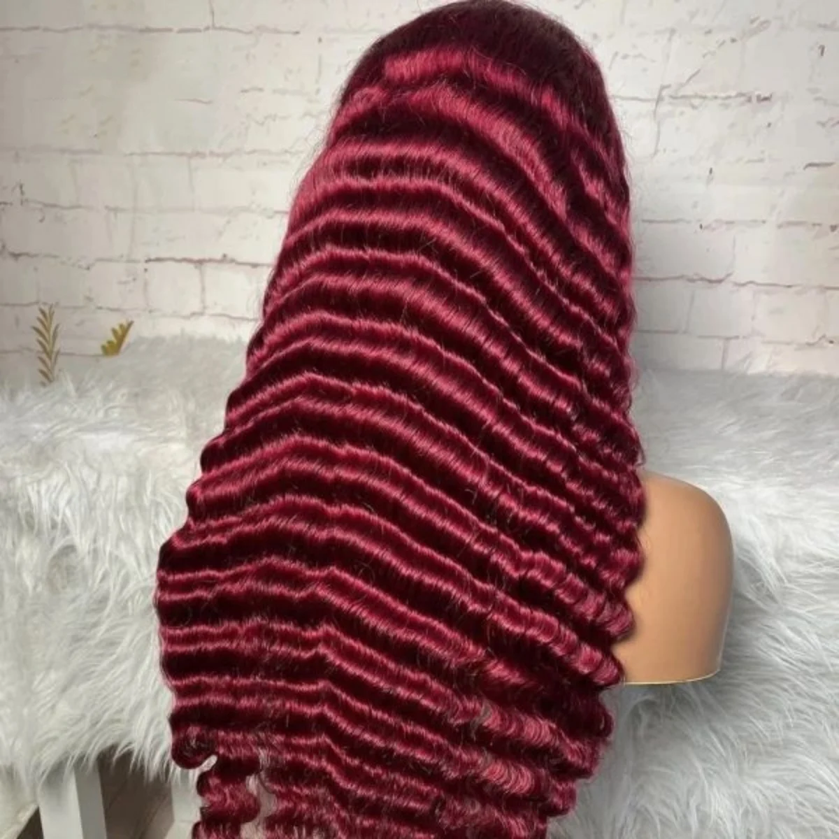 

Парик из натуральных волос 99J Burgundy Deep Wave с HD-кружевной передней частью 13x4, прозрачный HD-кружевной фронтальный парик 13x4 для женщин, парик из натуральных волос 99J.