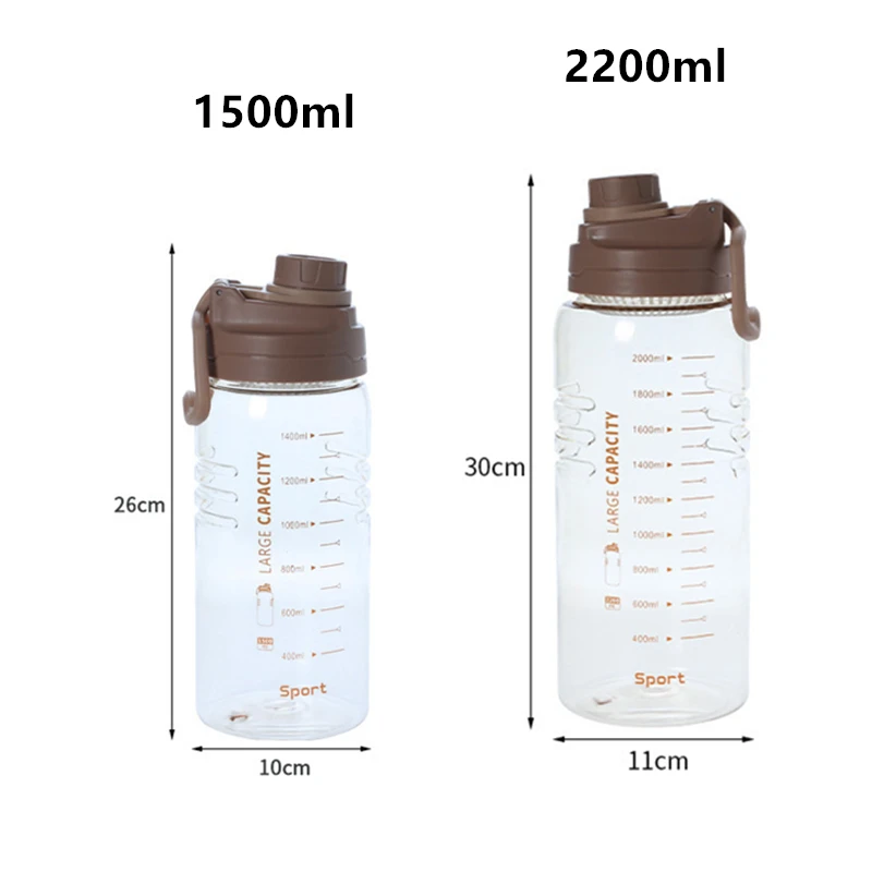 1500ml/2200ml Sport Water Bottle with Filter Large Capacity Drinking Kettle for Hiking Fitness Men Women Camping Outdoor