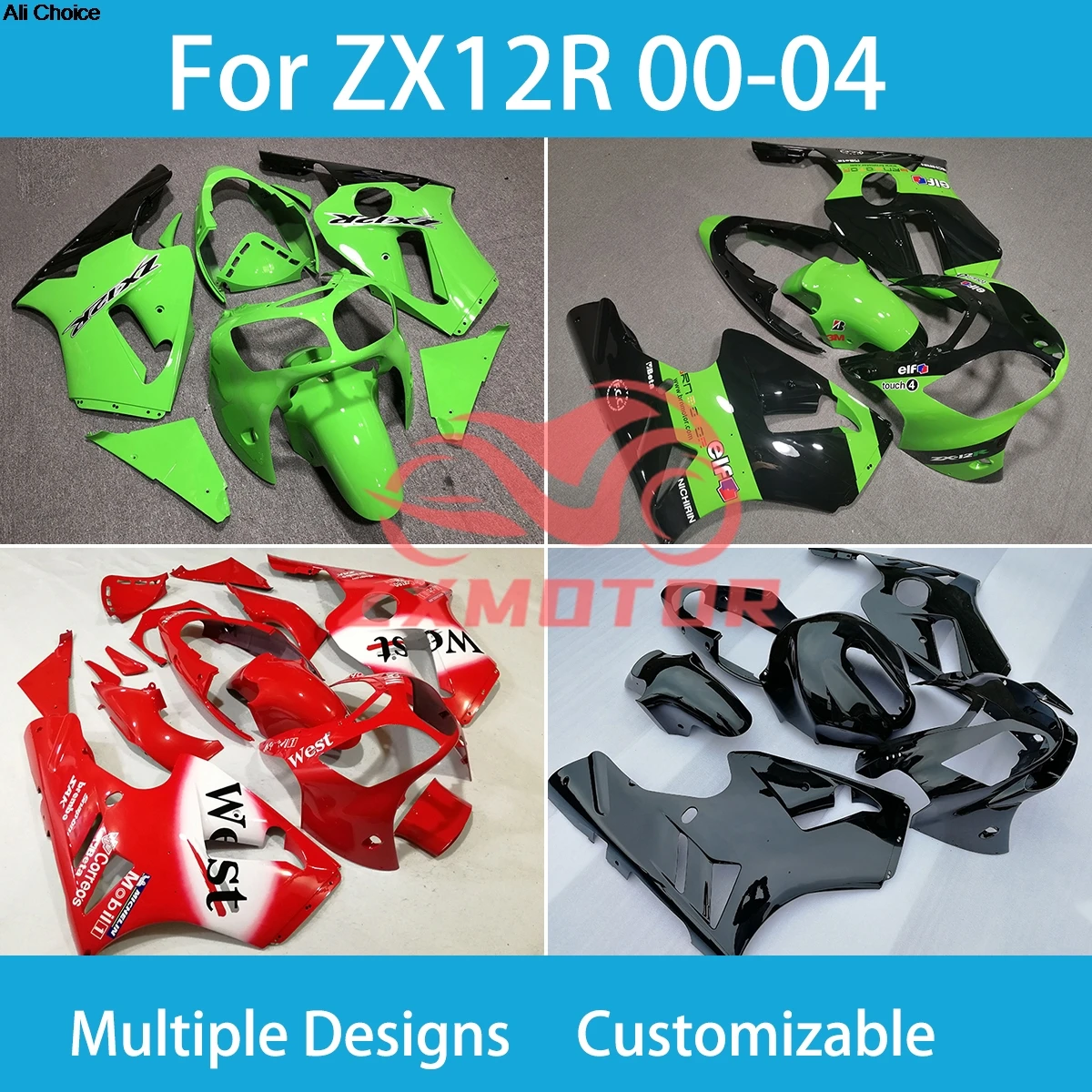 

New ZX12R 00 01 02 03 04 ABS Fairings for Kawasaki ZX 12R 2001 2002 2003 2004 Motorcycle Fairing Kit Set with Tank Cover