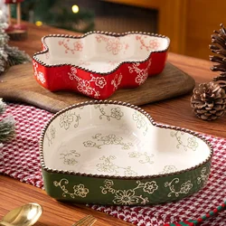 Creative Christmas Pizza Ceramic Plate Light Luxury Restaurant Exquisite Pasta Dining Plates Home Cake Dessert Baking Tray