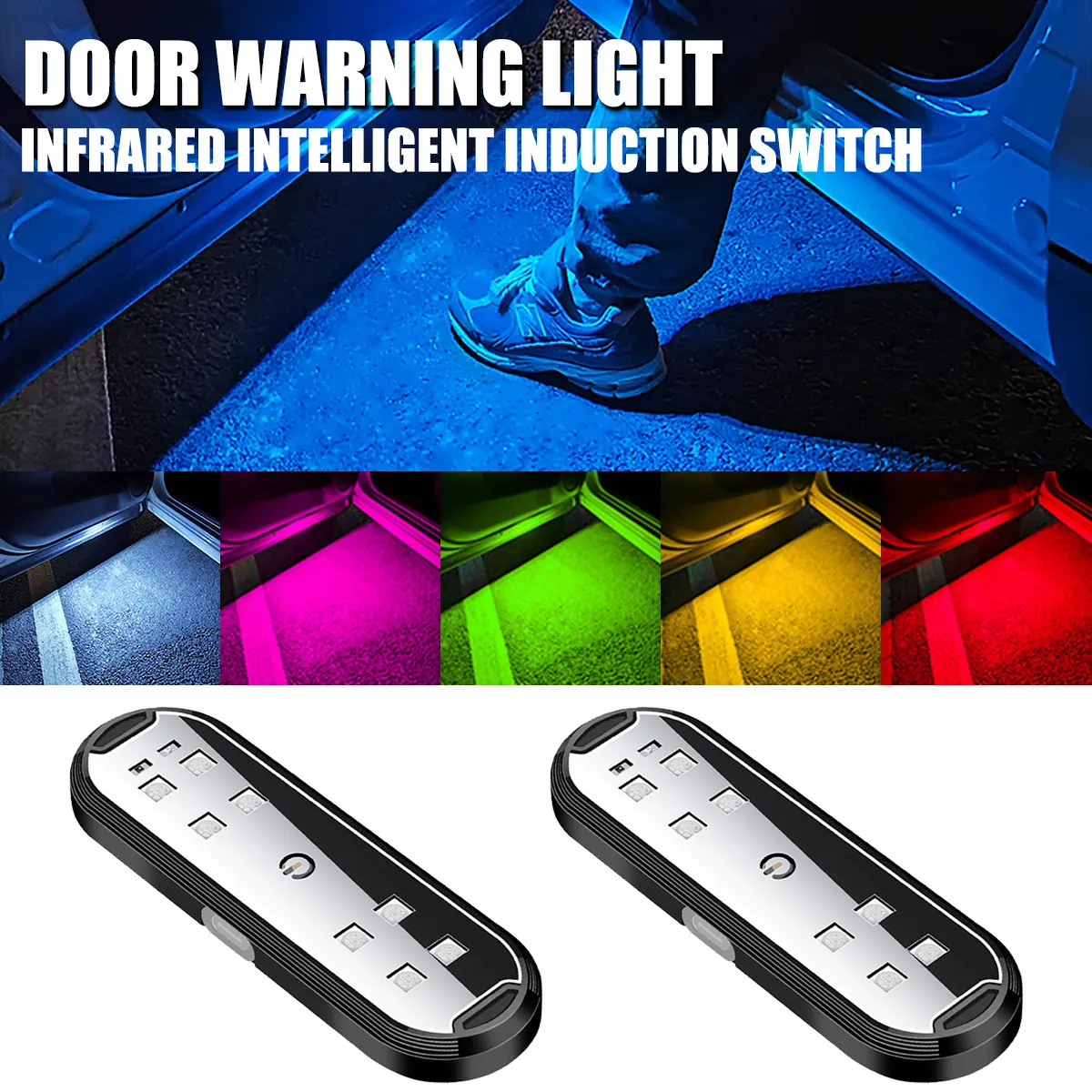 Car Door Lights LED Colorful Flashing Decorative Welcome Light Magnetic Paste Auto Open Door Emergency Warning Signal Lamp