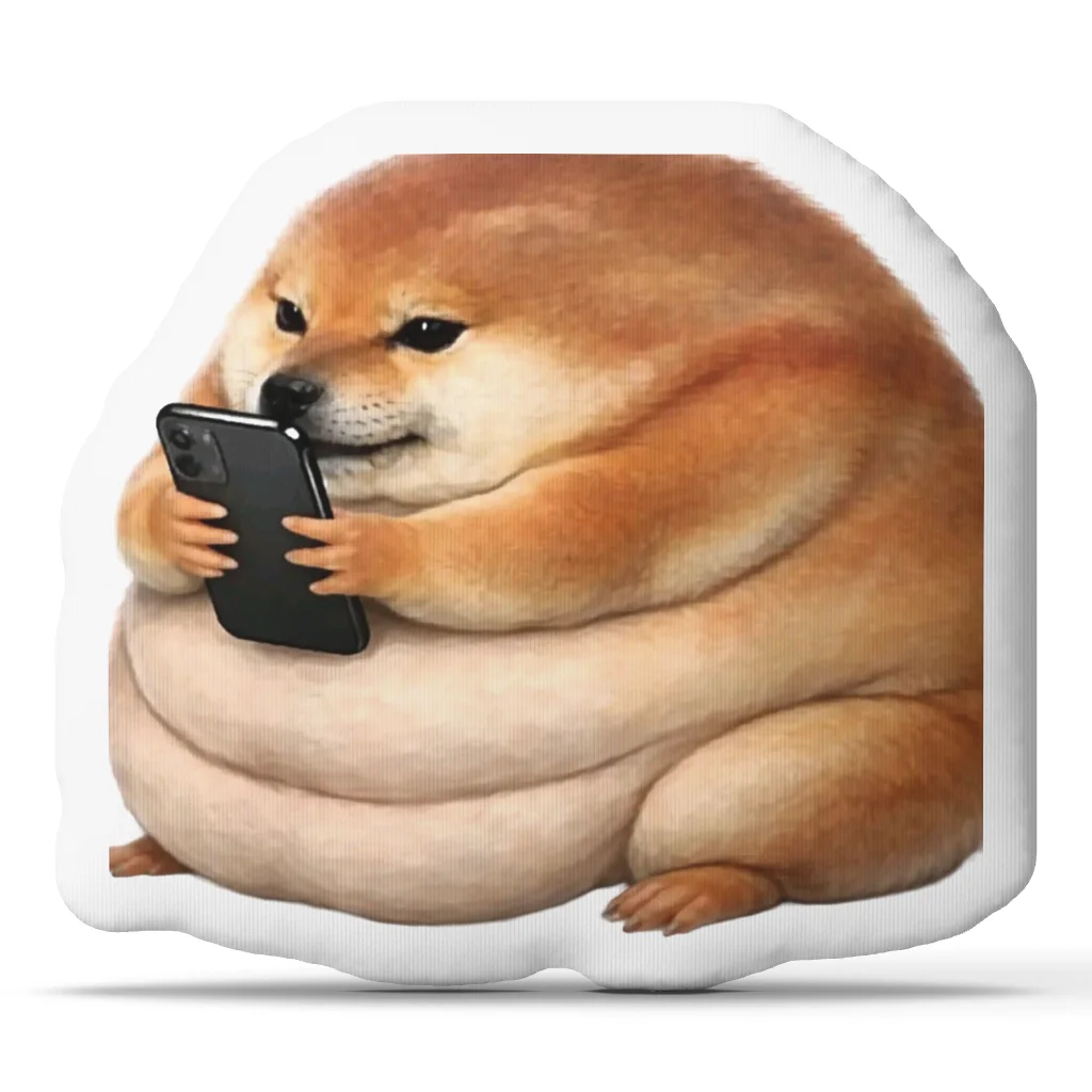 Funny Fat Shiba Inu Dog Shaped Pillow Stuffed Cushion Phone Meme Throw Pillow for Sofa Home Decor What the Dog Doing Gift