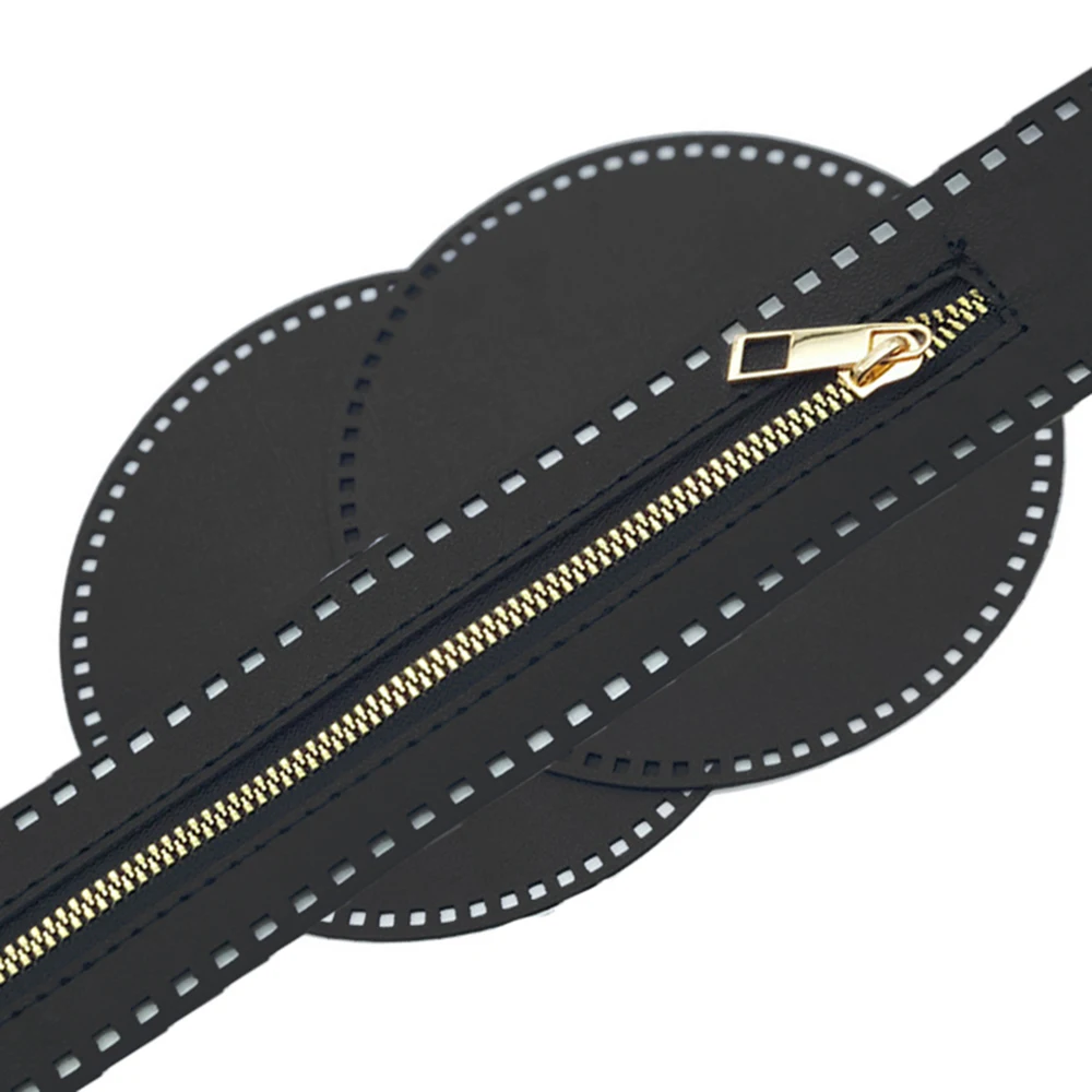 17*17cm Round Bag Bottom Handmade Bag Base For Diy Crochet Bags Bottom long PU leather Zipper Bottom for Knitted Bag Accessories